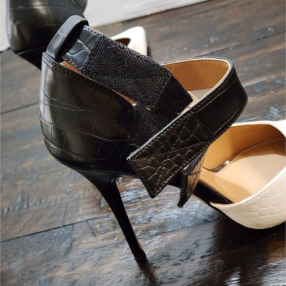 Jessica Simpson Cassiya black and white ankle strap heels size 7 - Picture 4 of 11